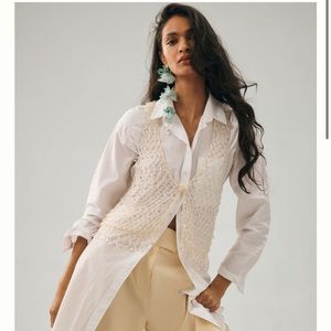NWT Anthropologie Beaded Crochet Vest